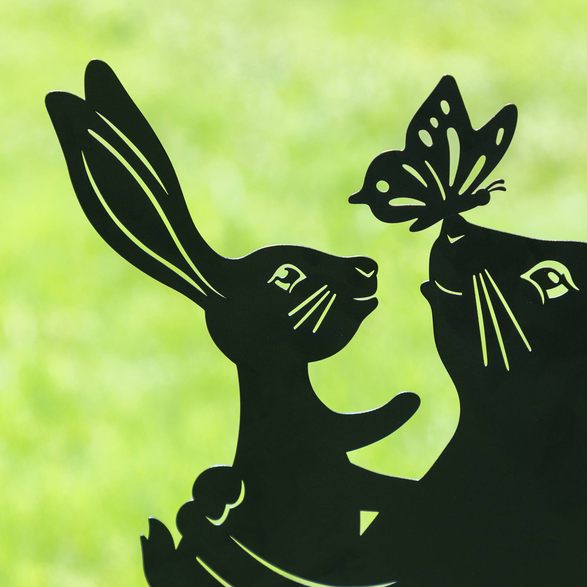 Glitzhome® 30" 2-in-1 Painted Metal Rabbit Silhouette Garden Yard Stake & Wall Decor